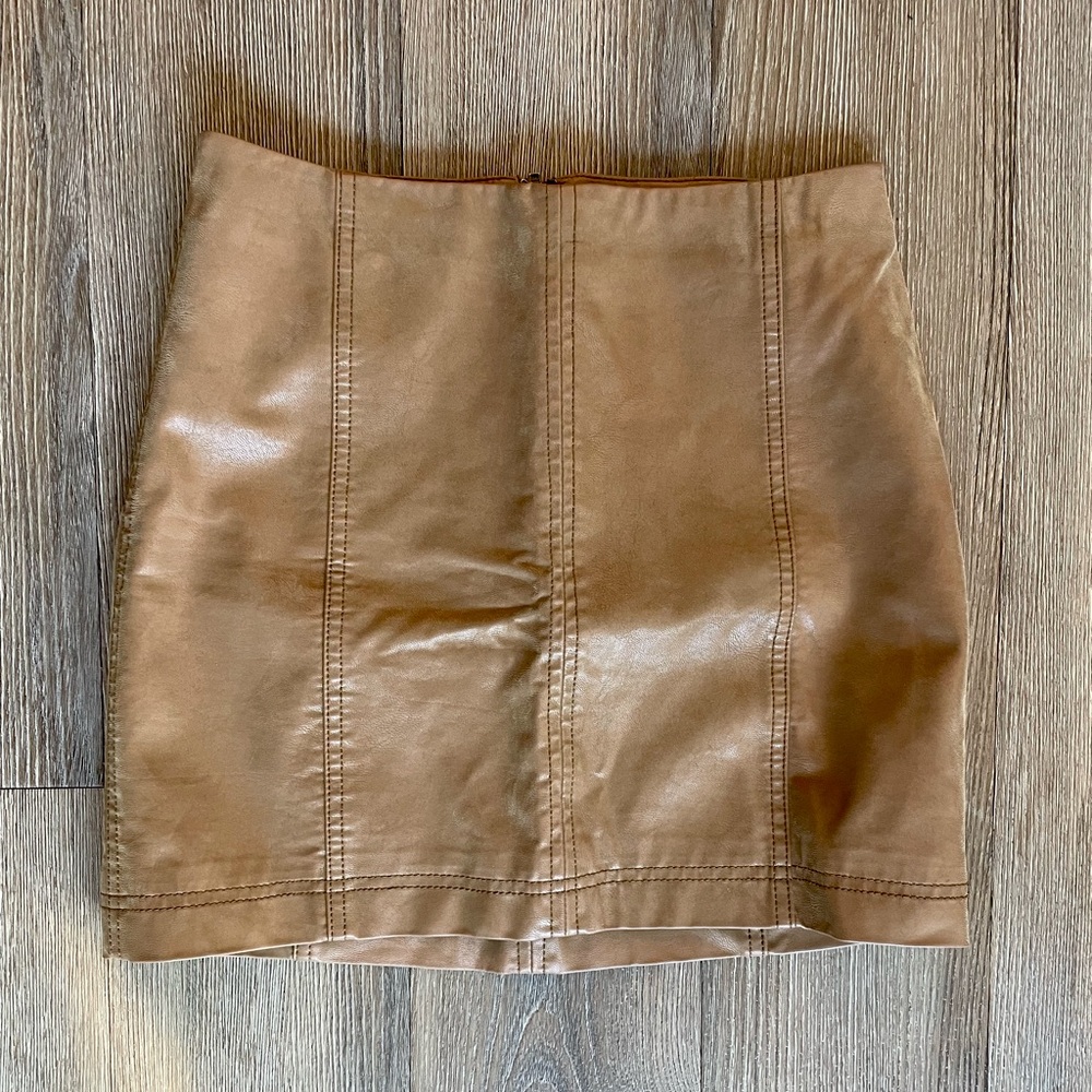 Free People Faux Leather Skirt in Brown - Size 0